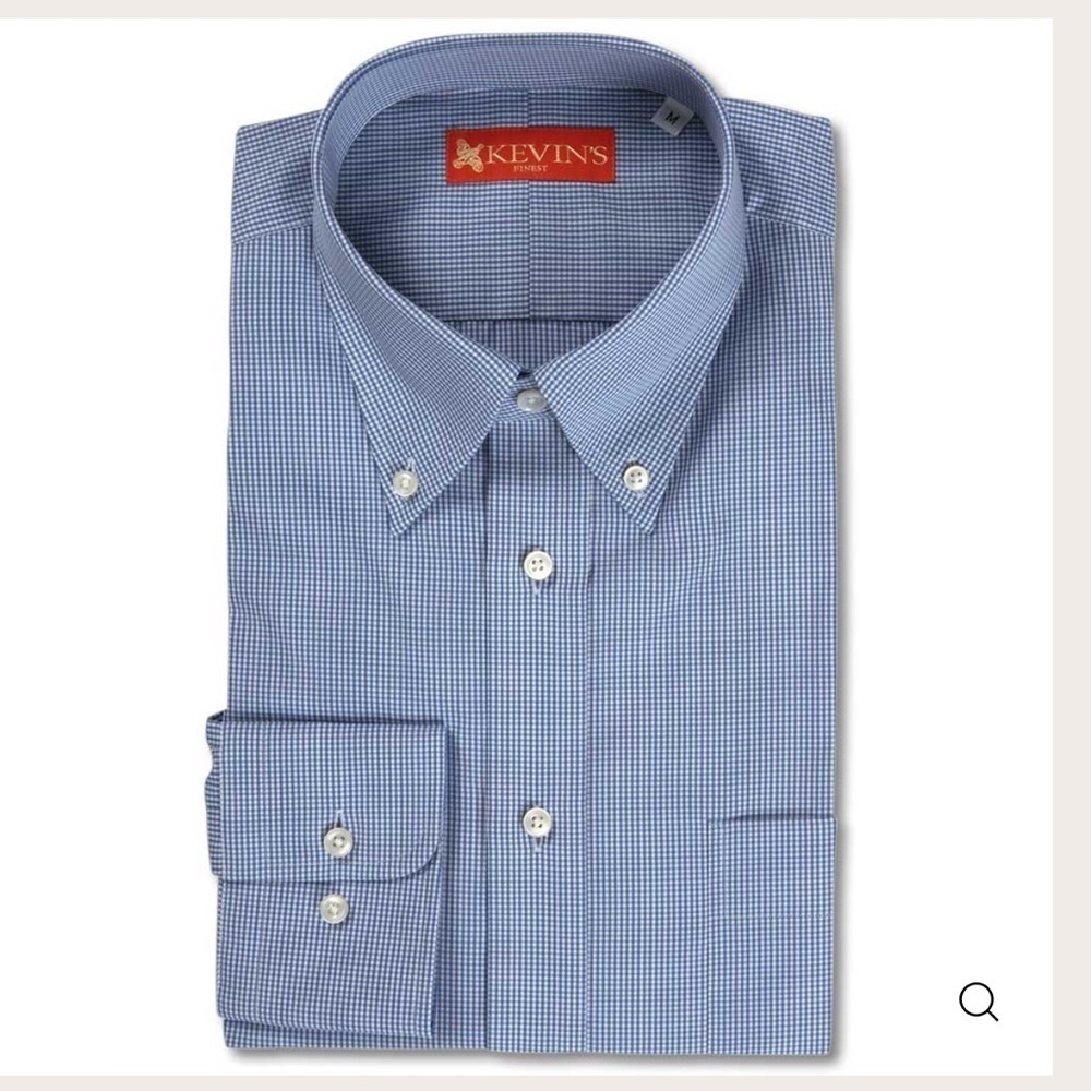 Kevin’s Finest Classic Blue Gingham Long Sleeve Dress Shirt